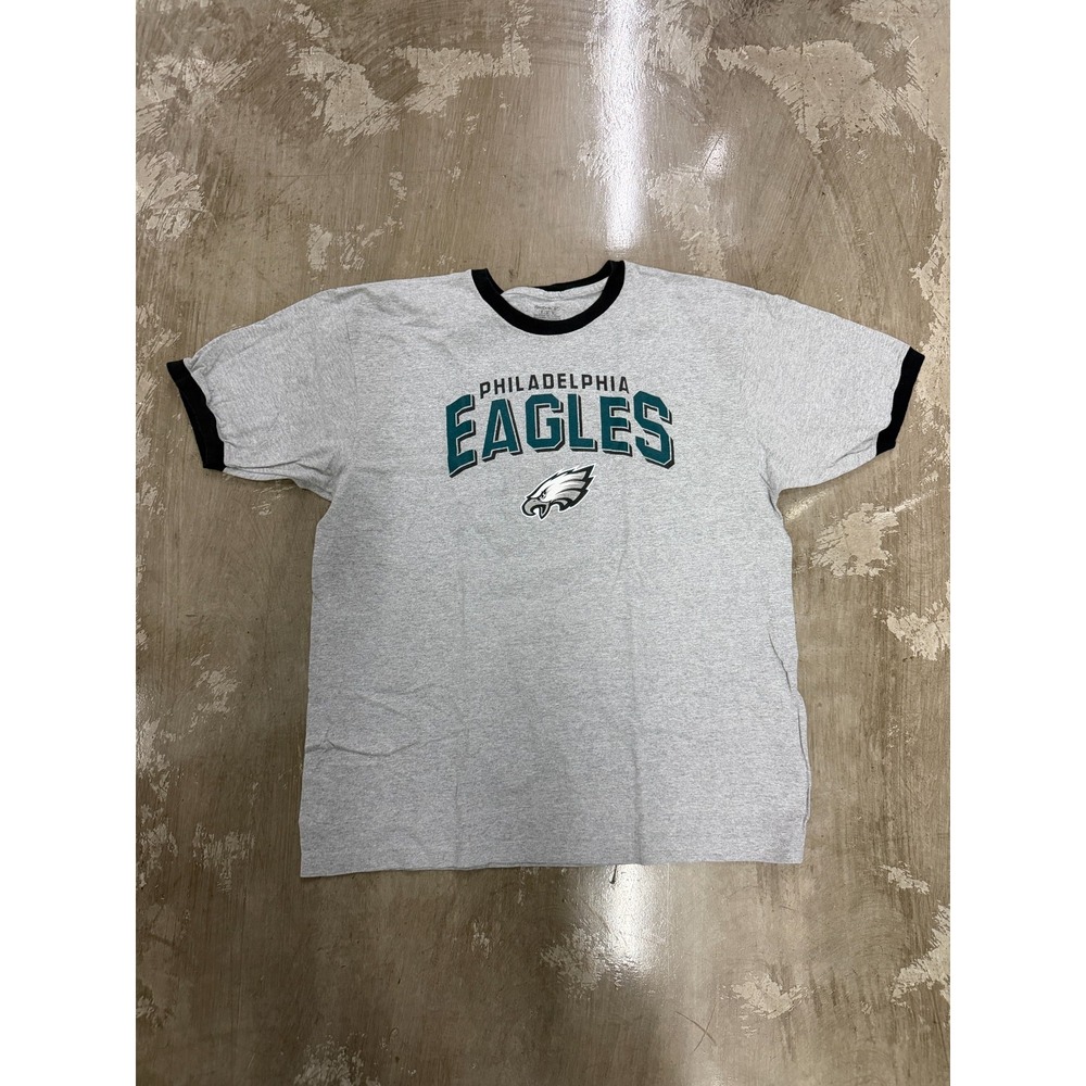 Reebok Philadelphia Eagles Ringer T-Shirt Mens XL Gray NFL Football Tee 0092
